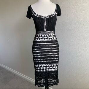 Forever 21 Black Knit Crochet Midi Dress